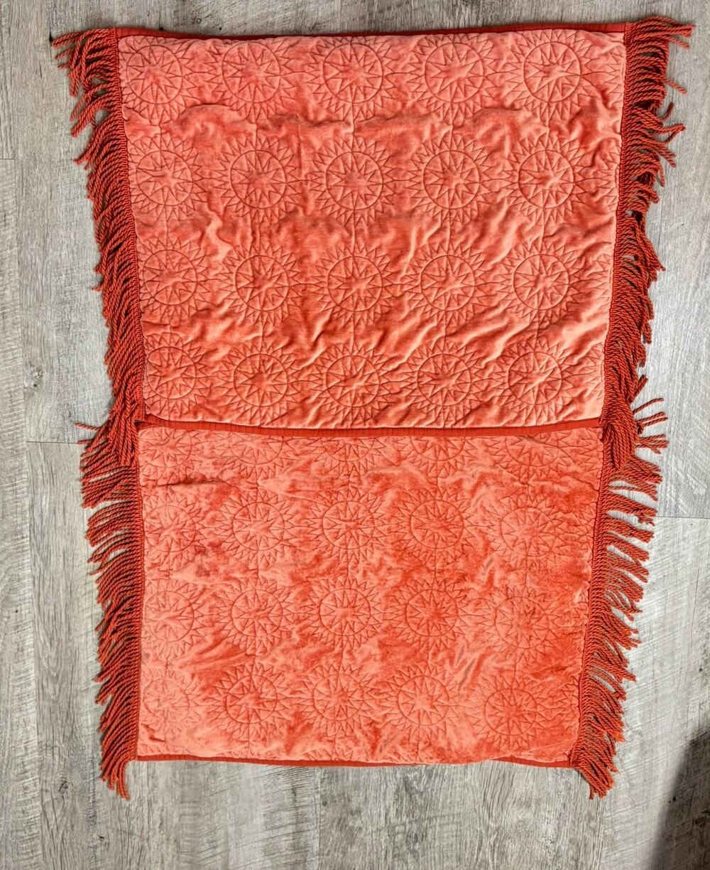 Opalhouse Jungalow Rust Velvet Pair Standard Sham Sun Stitched Fringe Celestiale